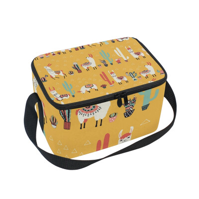 

ALAZA Lunch Box Insulated Happy Lama Lunch Bag Large Cooler Tote Bag for Men Women