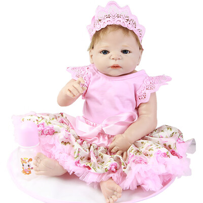 

Handmade 23 Inch Reborn Baby Girl Doll Full Silicone Body 57 cm Lifelike Baby Toy For Sale Kids Birthday Gift Toddler Presente