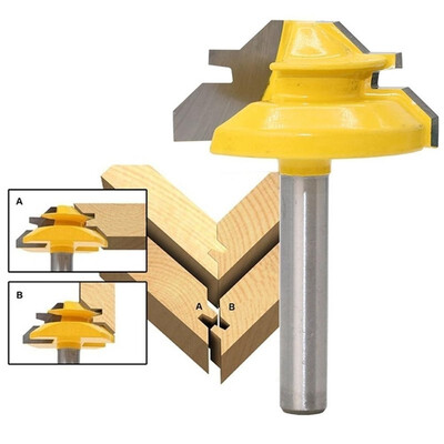 

14 1-38 Inch Shank Woodworking Tenon Drilling Milling Cutter Tool - 45 Degree Lock Miter Router Bit De Enrutador De Inglete