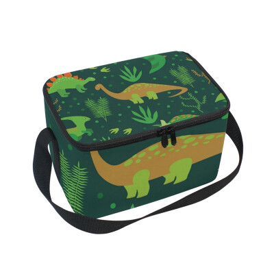 

ALAZA Lunch Box Insulated Green Dinosaurs Lunch Bag Large Cooler Tote Bagfor Men Women