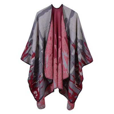 

Women Shawl Poncho Faux Cashmere Colorblock Camouflage Drape Long Oversized Warm Elegant Knitted Cape