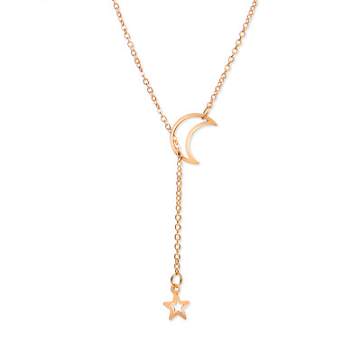 

Fashion Trendy Moon Star Long Pendant Necklace for Women Simple Charming Jewelry