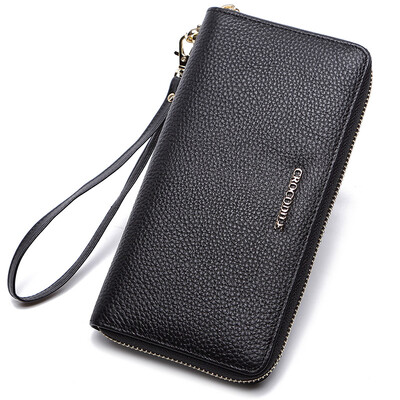 

Crocodile shirt CROCODILE first layer cowhide ladies multi-function wrist bag simple long wallet hand bag 16626007-20 pink