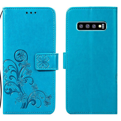 

Samsung Galaxy S10 Lucky Clover Embossed Leather Case - Blue