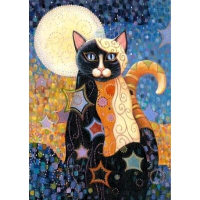 

Diamond Painting Embroidery Cross Stitch Full Mosaic DIY Kit Vintage Moon Cat Animal Rhinestone Home Decor