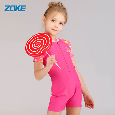 

ZOKE childrens one-piece swimsuit childrens big children sunscreen quick-drying swimwear male baby child warm hot spring female LL65O4403 rose red