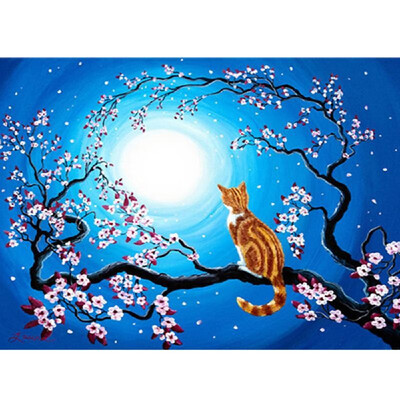 

Diamond Painting Cat Flower Tree Moon DIY Cross Stitch Embroidery Decoration Gifts Resin Mosaic Round Full Diamond 4030cm