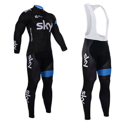 

2018 pro team Sky winter thermal fleece cycling jersey bicycle clothing set ropa ciclismo invierno MTB bike jersey bib pants kit