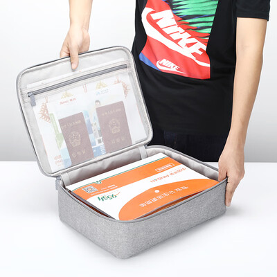 

BUBM ID storage bag family home large capacity box multi-function box passport account this passbook important document bag JTB-W gray single layer