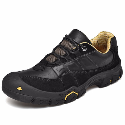 

Mens outdoor waterproof hiking shoes leather non-slip shock absorption lightweight breathable comfortable walking shoes