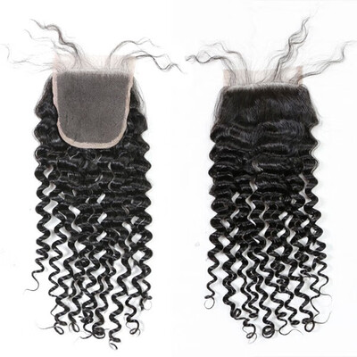 

Lace top closure 44" Italian curly Human hair medium brown Swiss lace