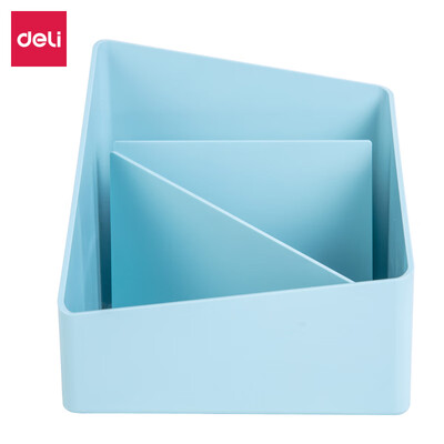 

Deli deli music fashion 3 grid desktop storage box trapezoidal multi-function pen holder storage light blue 8912
