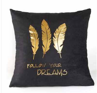 

Bronzing Gold Printed Cushion Decorative Pillows Black Pillowcase Home Decor Sofa Throw Pillows Christmas Decorations For Home