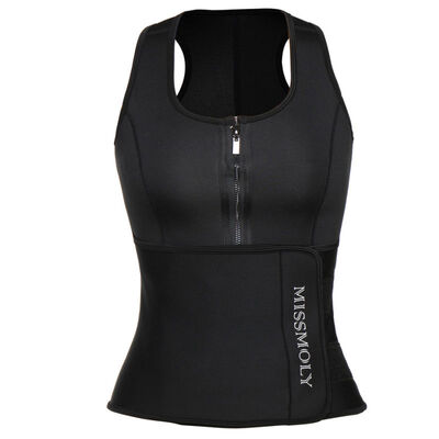 

SLIMBELLE Womens Waist Trainer Vest Weight loss Hot Sauna Neoprene Corset Zipper Sauna Tank Top Black