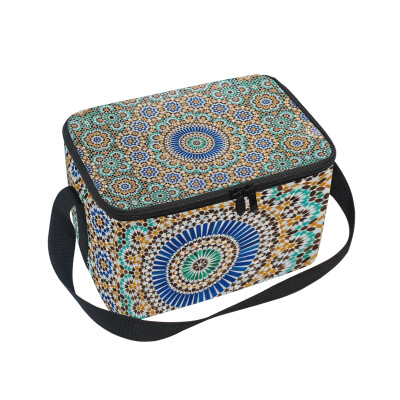 

ALAZA Insulated Lunch Box Moroccan Vintage Background Lunch Bag for Men Women Portable Tote Bag Cooler Bag