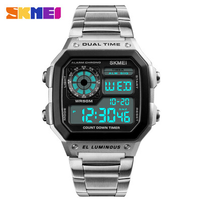 

SKMEI Top Luxury Fashion Sport Watch Men 5Bar Waterproof Watches Stainless Steel Strap Digital Watch reloj hombre 1335