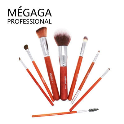 

MEGAGA Professional High-grade Wooden Makeup Brush 8 Sets Portable Fiber Cosmetic Brush Kits