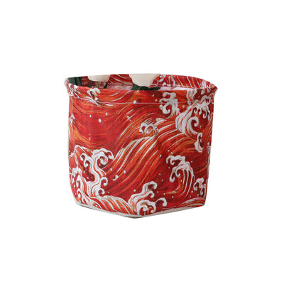 

Water-Resistant Lovely Cloth Art Storage Bucket Foldable Makeup Storage Basket Small Desktop Organizer