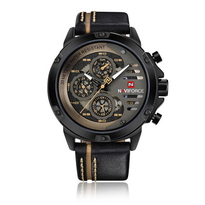 

NAVIFORCE Fashion Casual Quartz Watch 3ATM Water-resistant Men Watches Luminous Genuine Leather Wristwatch Male Relogio Musculino