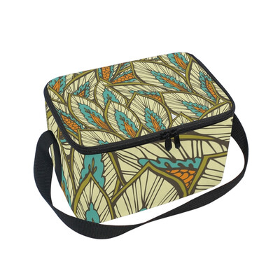 

ALAZA Insulated Lunch Box Retro Leaves Lunch Bag for Men Women Portable Tote Bag Cooler Bag