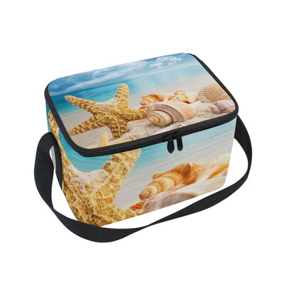 

Lunch Box Insulated Lunch Bag Large Cooler Starfishes And Shell Tote Bagfor Kids Men Women