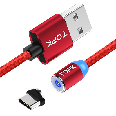

TOPK R-Line2 1M33ft LED Magnetic Type-C USB Cable Premium Nylon Braided Magnet Type-C Charger Cable for Type-C USB Port