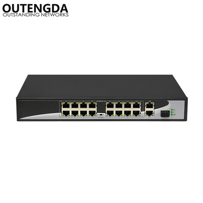 

16 ports POE Switch with 16 POE Ports 2 Gigabit Uplink 11000Mbps SFP Power to IP Camera Wireless AP IP Phone