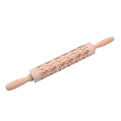 

Wooden Engraved Rolling Pin Embossing Baking Cookies Noodle Biscuit Fondant Cake Dough Impressed Patterned Decorating Roller DIY K