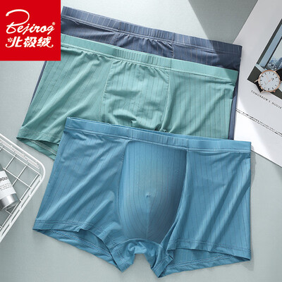 

Arctic velvet 2019 spring&summer new mens underwear mens striped solid color ice silk breathable thin section underwear boxer briefs four corner shorts 3 loaded gray blue gray green dark gray XL
