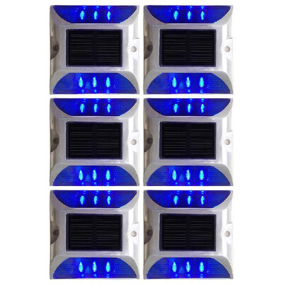 

Solar Deck Lights 6-LED Driveway Light Aluminum Waterproof Outdoor Path Road Stairs Step Ground Lamp for Pathway Garden Patio Yard
