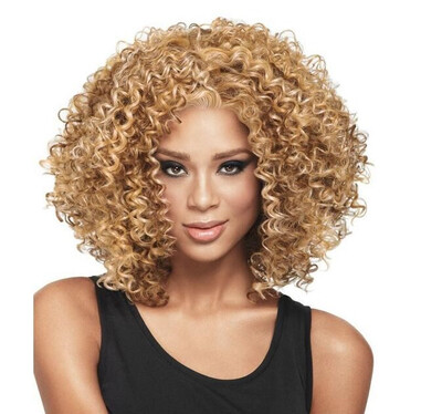 

African small volume wig short female fluffy explosion head small curly hair type European&American fake headgear rose net