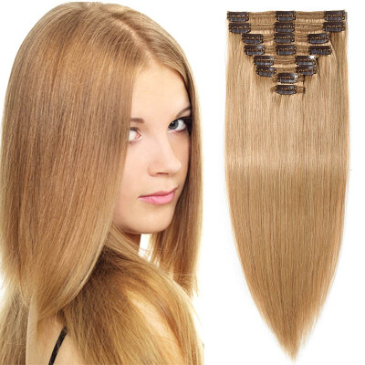 

100 Remy Human Hair Real Thick Women Girls Long Straight Full Head Hair Extension Clip In Hair Extension