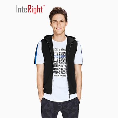 

INTERIGHT wool blend mens casual hooded vest black