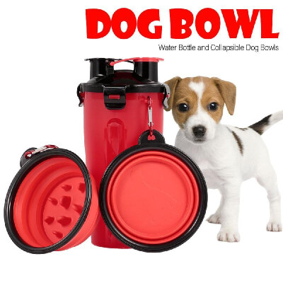 

Dog Bowl Water Bottle Pet Food Feeder Container with Collapsible Dog Bowls for Outdoor Dog Walking Hiking Travelling