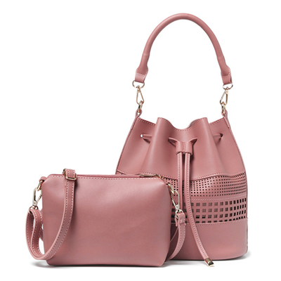 

Women Hollow PU Leather Shoulder Bag Top handle Bag Bucket Bag with a Crossbody Bag for Ladies