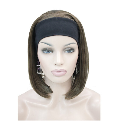 

StrongBeauty Cute BOB 3-4 Wig with Headband Orange Brown Straight Womens Short Half Hair Wigs COLOUR CHOICES