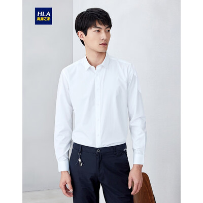 

HLA Haishus parents sleeve dress shirt men 2019 spring new twill jacquard comfortable white shirt HNCAD1R002T bleach pattern 02 17592Y 40