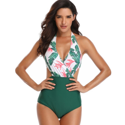 

Printed backless slim swimsuit sexy European&American swimsuit one-piece