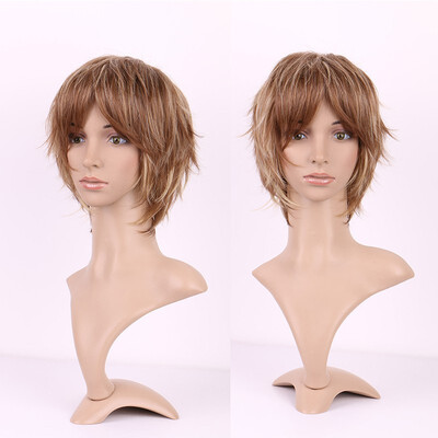 

Long Curly Synthetic Wig with Bangs Short Hair Wigs Heat Resistant Full Wig Full Head for Women