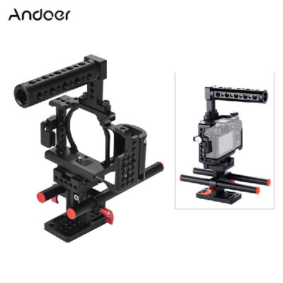 

Andoer Protective Aluminum Alloy Video Camera Cage Hand Grip Kit Film Making System with Cable Clamp for Sony A6000 A6300 A6500