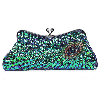 

Elegant Ladies Handbags for wedding Women Purse Clutch Bag Women Beaded Sequin Peacock Evening Bag for Party