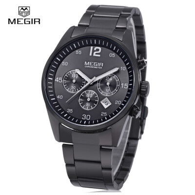 

MEGIR 2010 30M Water Resistance Quartz Watch Date Function Stainless Steel Band for Men