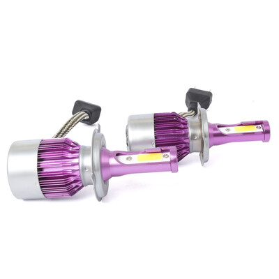 

H4 C6P 2PCS Led Cob LED Chip Car Headlamp 36W 6500k White Light 8000LM Car Bulb Fog Light Purple