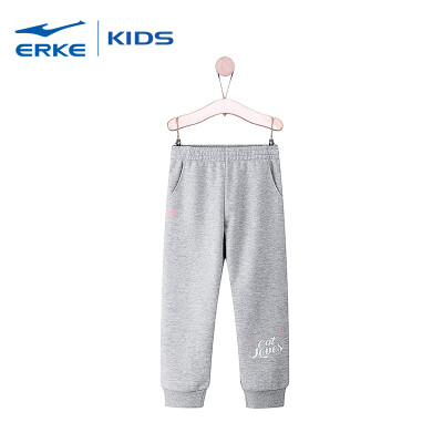 

Hongxing Erke ERKE childrens clothing girls pants students knitted childrens sports trousers casual pants 64219157039 bright light gray ash 140