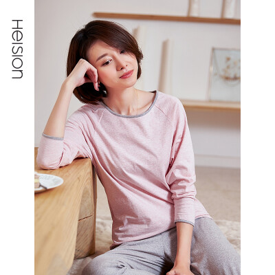 

Haizhining pajamas women spring&autumn thin section long-sleeved fashion trend ladies home service suits can be worn outside the round neck loose 2019 spring&summer new products H91CWJT001 pink  code