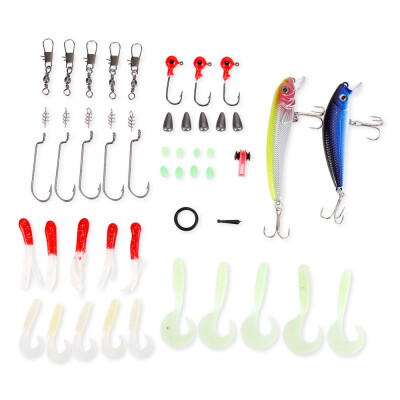 

52pcs Mixed Hooks Kit Artificial Bait Fishing Gear