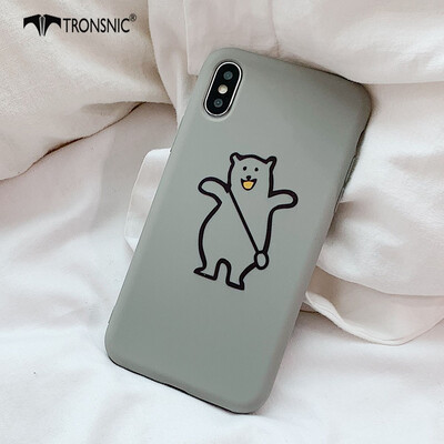 

TRONSNIC Polar Bear Phone Case for iPhone XS MAX Coffee Brown Gray Case 3d Relief Matte Covers Hot