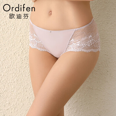 

Ou Difen underwear bra 2019 new ladies sexy lace low waist comfortable seamless boxer briefs XP9602 lavender M