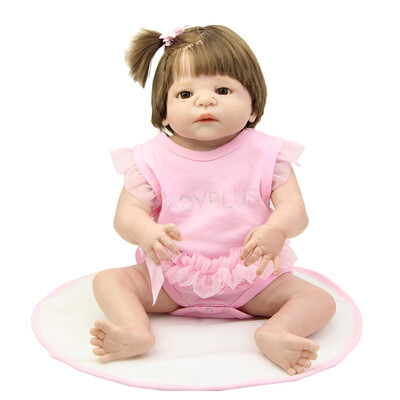 

New Style 23 Realistic Princess Reborn Girl Doll Wholesale Full Silicone Body Wig Hair Alive Baby Doll Toy Kids Holiday Gifts