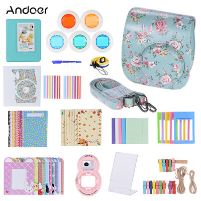 

Andoer 14 in 1 Accessories Kit for Fujifilm Instax Mini 888s9 w Camera CaseStrapStickerSelfie Lens5Colored FilterAlbum